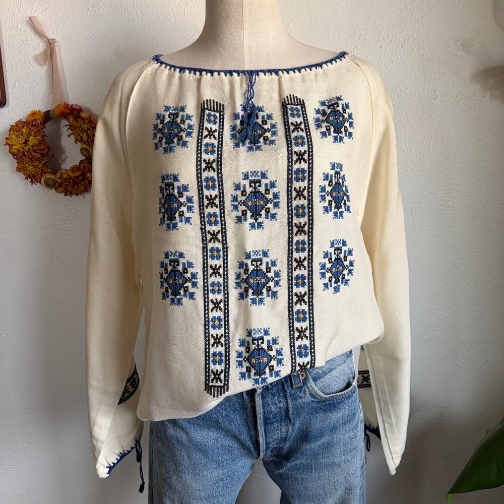Vintage Hand Embroidered Folklore Blouse